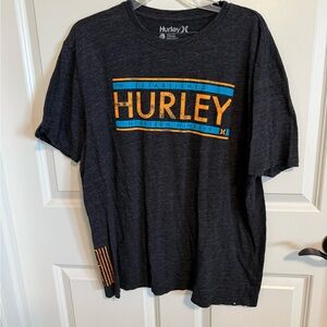 Hurley Men's Charcoal Tee with Orange Accents